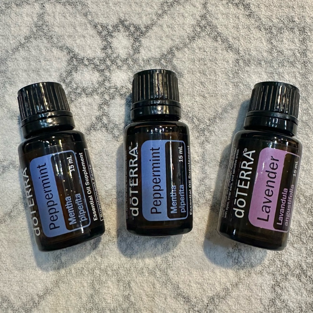 NEW!! doTERRA 15ml Essential Oil Set of 3 - (2) Peppermint and (1) Lavender